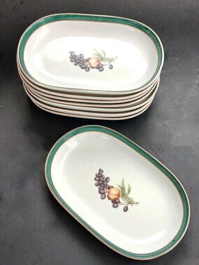 Royal Doulton Air Canada Oval Dishes Snack Appetizer Plates Set of 4 England
